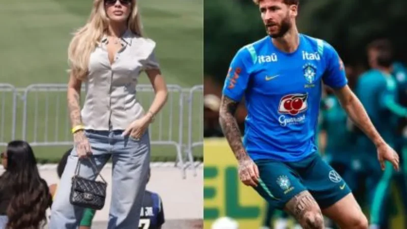Karoline Lima e Léo Pereira juntos em treino da Seleção