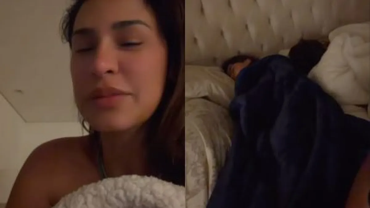 Simone Mendes encara perrengue com filhos na cama
